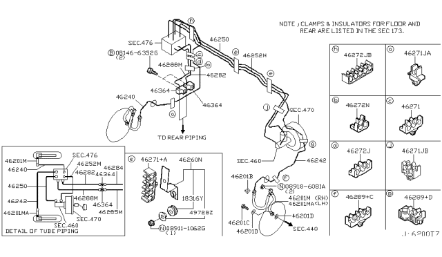 2002 Infiniti Q45 Tube Assembly - Brake, Rear Diagram for 46284-AR000