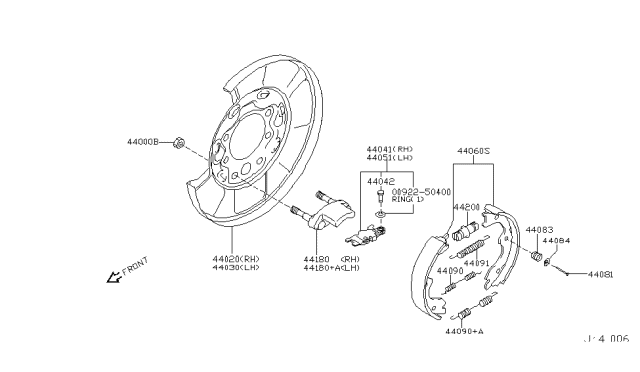 2005 Infiniti Q45 Shoe Set-Parking Brake Diagram for 44060-AR06K