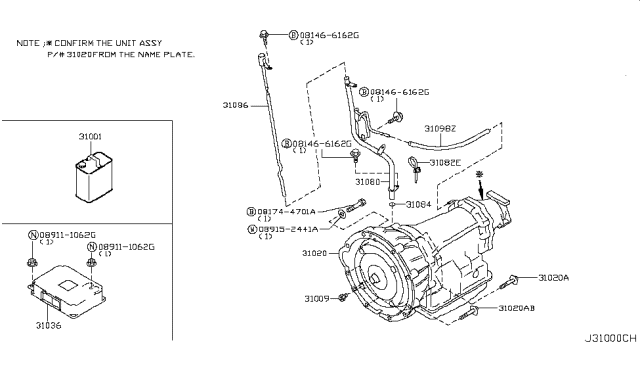 2002 Infiniti Q45 Auto Transmission,Transaxle & Fitting Diagram 1