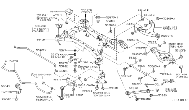 2002 Infiniti Q45 Bolt-Fix,Link Diagram for 55080-AG011