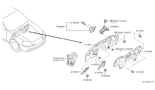 2005 Infiniti Q45 Clip-Canoe Diagram for 18159-AG000