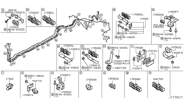 2006 Infiniti Q45 Clamp Diagram for 17571-AR010