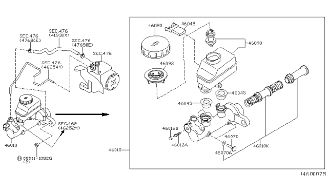 2003 Infiniti Q45 Brake Master Cylinder Diagram 1