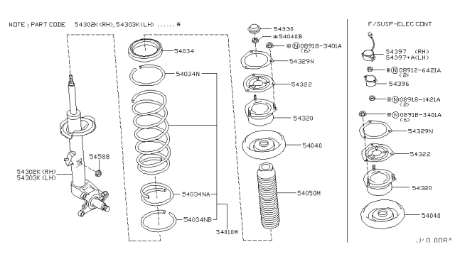 2003 Infiniti Q45 Strut Kit-Front Suspension,LH Diagram for 54303-AR225