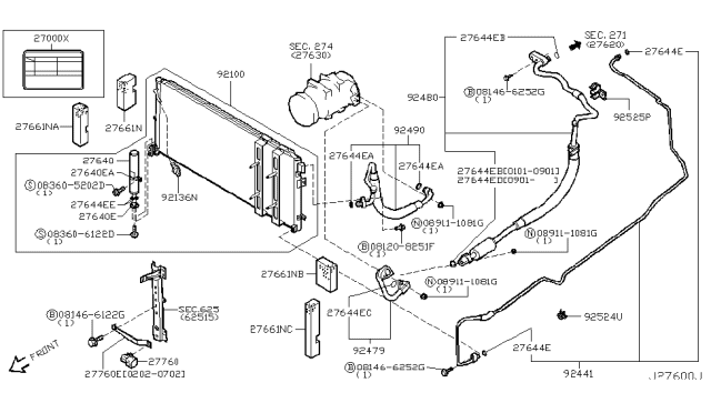 2003 Infiniti Q45 Pipe-Front Cooler,High A Diagram for 92441-AR200