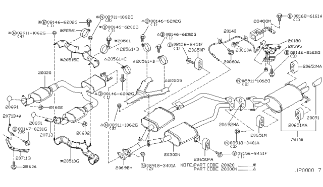 2006 Infiniti Q45 Exhaust Tube & Muffler Diagram 2