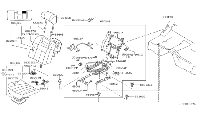 2004 Infiniti Q45 Rear Seat Diagram 5