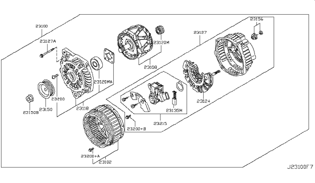 2005 Infiniti Q45 Rotor Assembly Diagram for 23108-9Y500