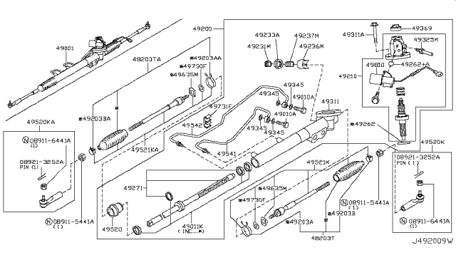 2002 Infiniti Q45 Socket Kit-Tie Rod,Inner Diagram for 48521-AR085