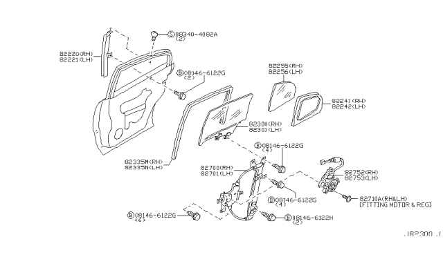 2002 Infiniti Q45 Motor Assy-Regulator,RH Diagram for 82730-AR000