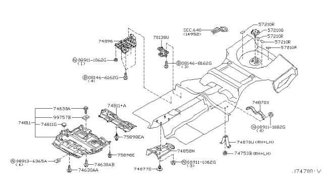 2004 Infiniti Q45 DEFLECTOR, Floor R Diagram for 74896-AG000