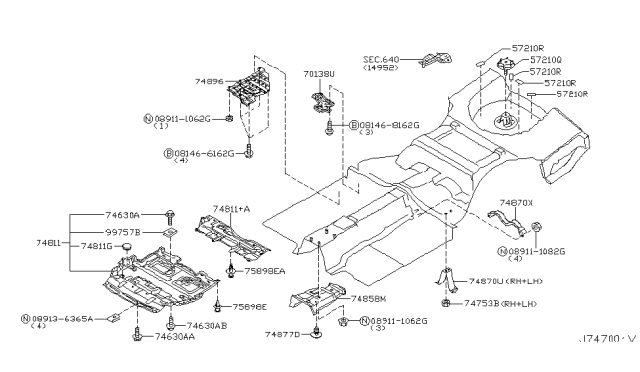 2005 Infiniti Q45 Floor Fitting Diagram 1