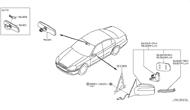 2002 Infiniti Q45 Rear View Mirror Diagram 1