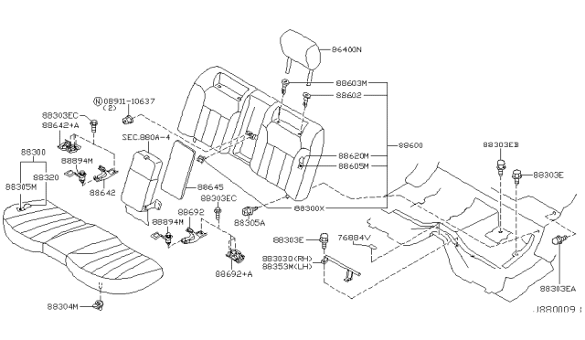 2002 Infiniti Q45 Rear Seat Diagram 2