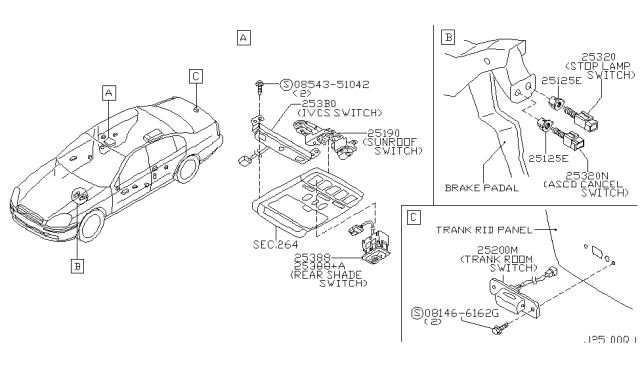 2005 Infiniti Q45 Switch Assy-Ivcs Diagram for 253B0-AR200