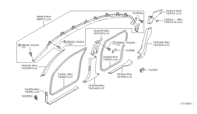 2006 Infiniti Q45 Body Side Trimming Diagram