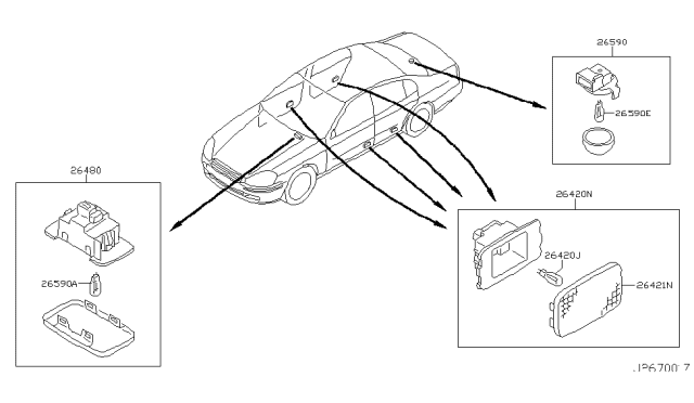 2003 Infiniti Q45 Lamp Assembly-Door Step Diagram for 26420-AG000