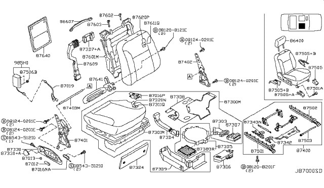 2003 Infiniti Q45 Pad_Front Seat Cushion Diagram for 87311-AT220