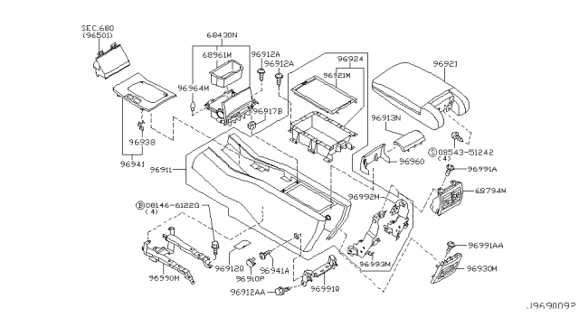 2006 Infiniti Q45 Cover-Console,Rear Diagram for 96913-AR002