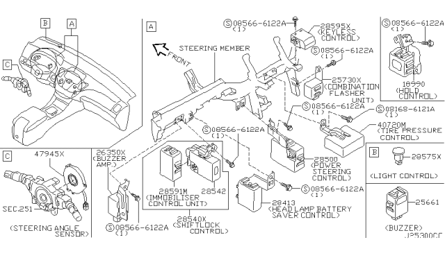 2002 Infiniti Q45 Control Assembly-Lighting Diagram for 28576-AR200