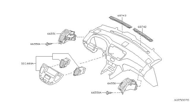 2002 Infiniti Q45 Ventilator Assy-Side Diagram for 68761-AR200