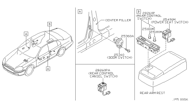2006 Infiniti Q45 Switch Assembly-Rear Control Diagram for 28260-AR200