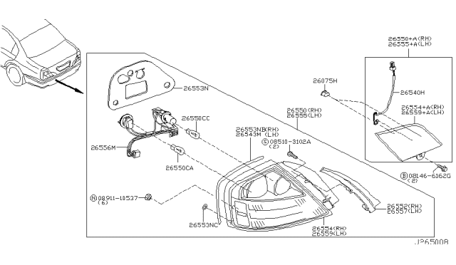 2006 Infiniti Q45 Rim-Combination LMP RH Diagram for 26552-AT500