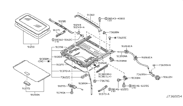 2006 Infiniti Q45 Sun Roof Parts Diagram