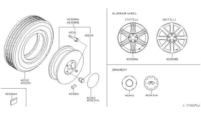2002 Infiniti Q45 Wheel Rim Diagram for 40300-AR225