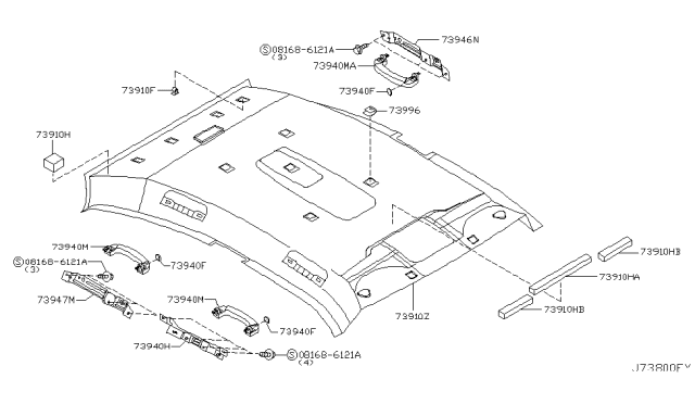 2002 Infiniti Q45 Roof Trimming Diagram 1