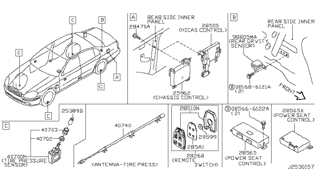 2005 Infiniti Q45 Sensor Assembly-G Diagram for 98805-AG300