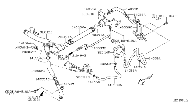 2005 Infiniti Q45 Water Hose & Piping Diagram 2