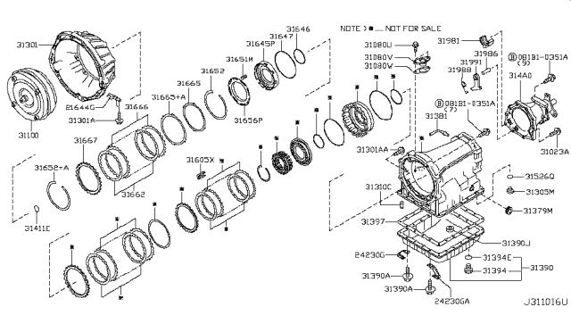 2006 Infiniti Q45 Piston-Reverse Brake Diagram for 31645-97X00