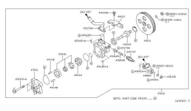 2004 Infiniti Q45 Joint-Outlet,Power Steering Pump Diagram for 49172-AR000