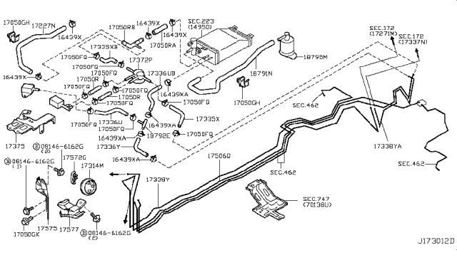 2006 Infiniti Q45 TUBE-FUEL FEED Diagram for 17506-AR200