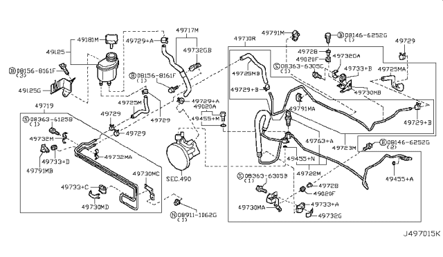 2006 Infiniti Q45 Power Steering Piping Diagram 1