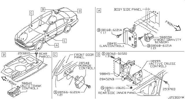 2004 Infiniti Q45 Control Assembly Diagram for 28491-AT500