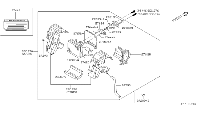 2005 Infiniti Q45 Seal-Cooling Unit Diagram for 27287-AG000