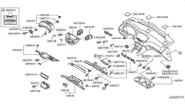 2002 Infiniti Q45 Ventilator Assy-Center Diagram for 68753-AR203