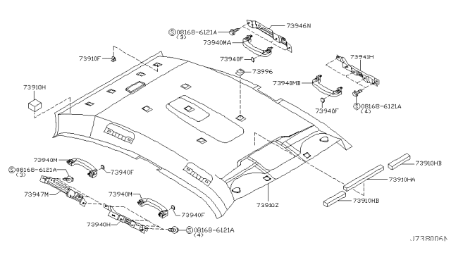 2002 Infiniti Q45 Grip Assembly-Assist Diagram for 73940-2Y100