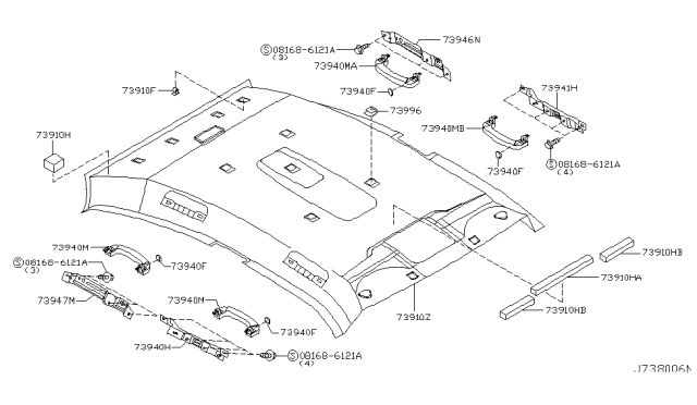 2005 Infiniti Q45 Grip Assembly-Assist Diagram for 73940-AR002