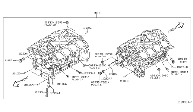 2005 Infiniti Q45 Cylinder Block & Oil Pan Diagram 3