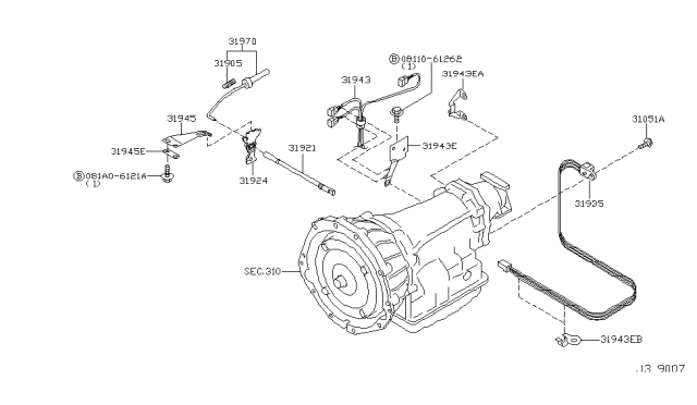 2005 Infiniti Q45 Shaft Assy-Manual Diagram for 31921-90X00