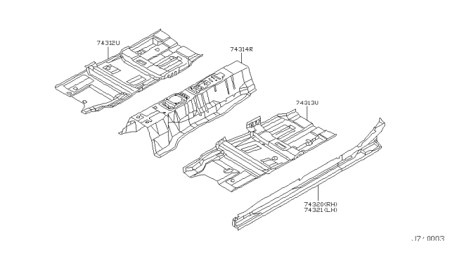 2003 Infiniti Q45 Floor Panel Diagram