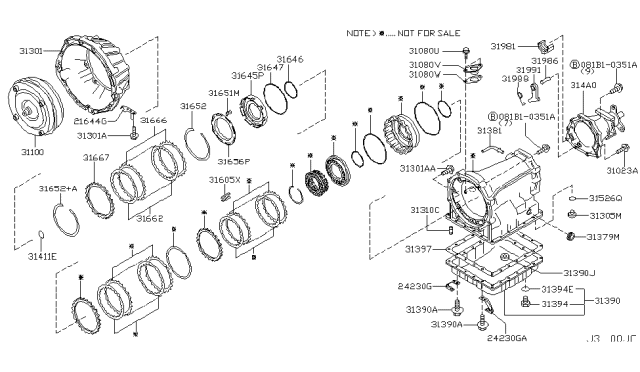 2004 Infiniti Q45 Torque Converter,Housing & Case Diagram 1