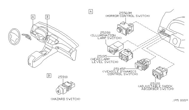 2004 Infiniti Q45 Switch Assy-Hazard Diagram for 25290-AT300