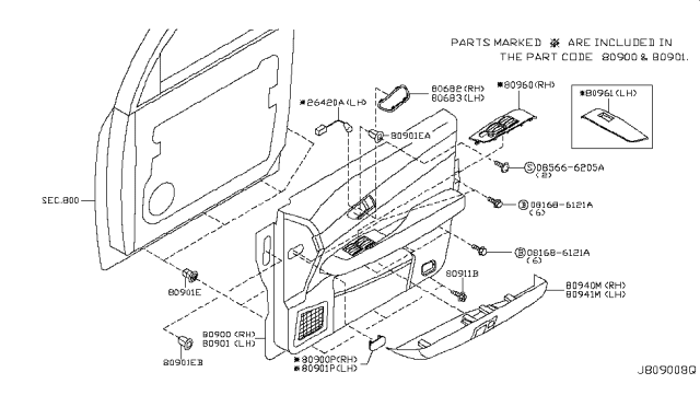 2004 Infiniti Q45 FINISHER-ARMREST,LH Diagram for 80949-AR212