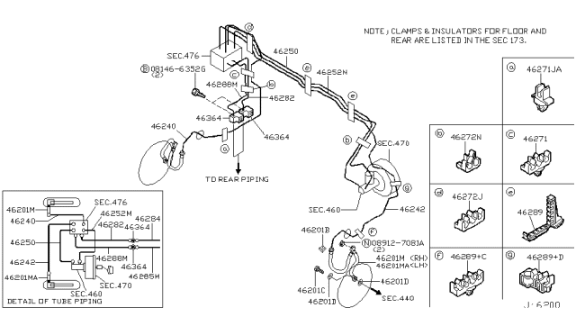 2002 Infiniti Q45 Clamp Diagram for 46289-AR000