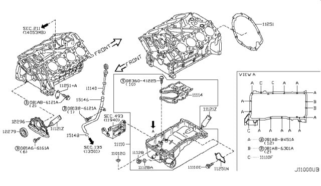 2006 Infiniti Q45 Cylinder Block & Oil Pan Diagram 2