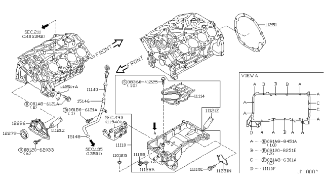 2003 Infiniti Q45 Oil Pan Assembly Diagram for 11110-AR200